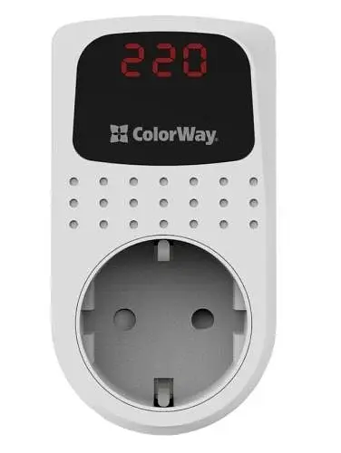 Реле напруги DS2, White, 1 розетка (220 В / 50 Гц) до 16 A / 3520 Вт ColorWay teh0027933 - фото 2