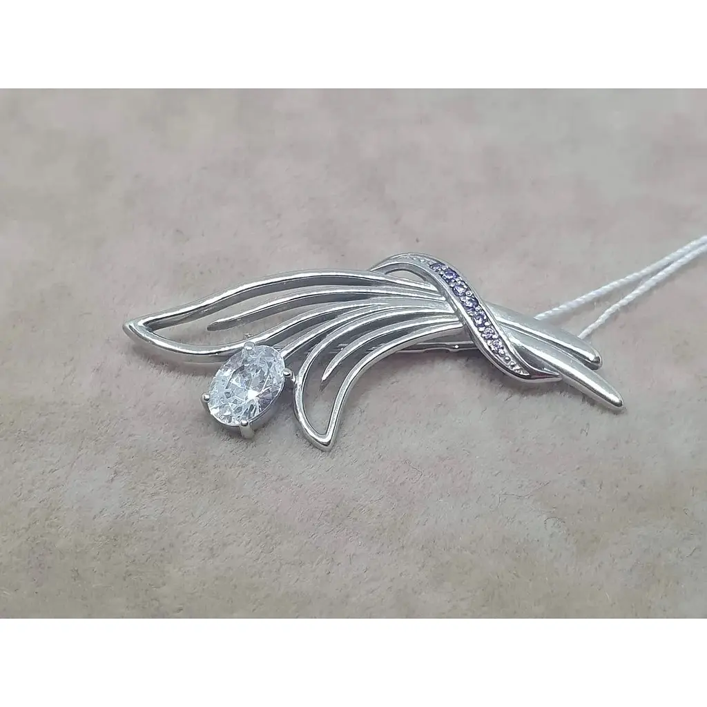 Срібна брошка Ірій з фіанітами. 9526 ФИОЛ - фото 2