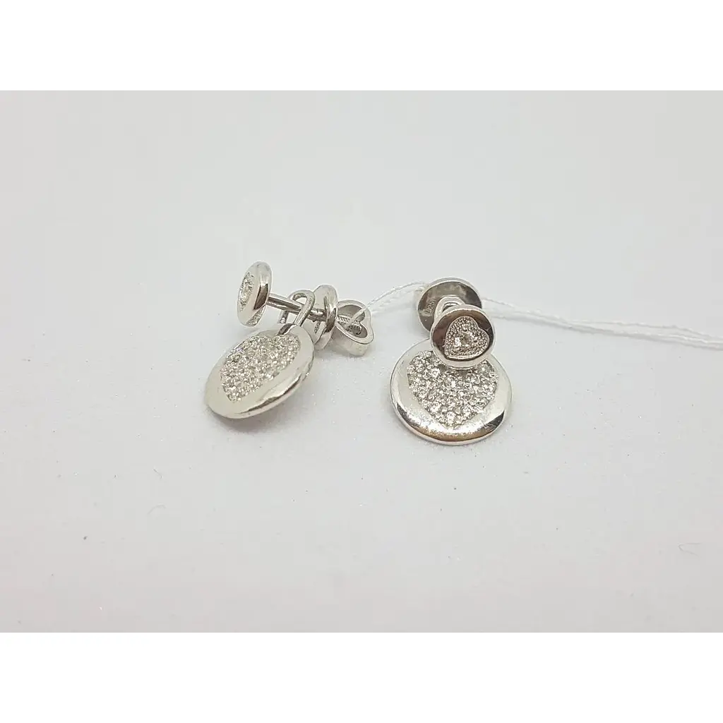 Серебряные пуссеты Лазурит Сердечки 2 в 1 с фианитами. 29055р - фото 4