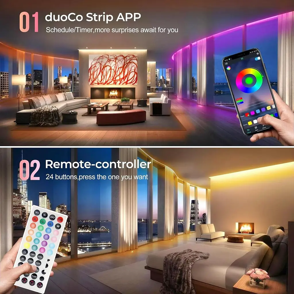 LUXONIC 16.4FT 5M Неонова світлодіодна стрічка, RGB світлодіодна стрічка, Bluetooth Гнучкий силіконовий неон з APP/пилемним - фото 4