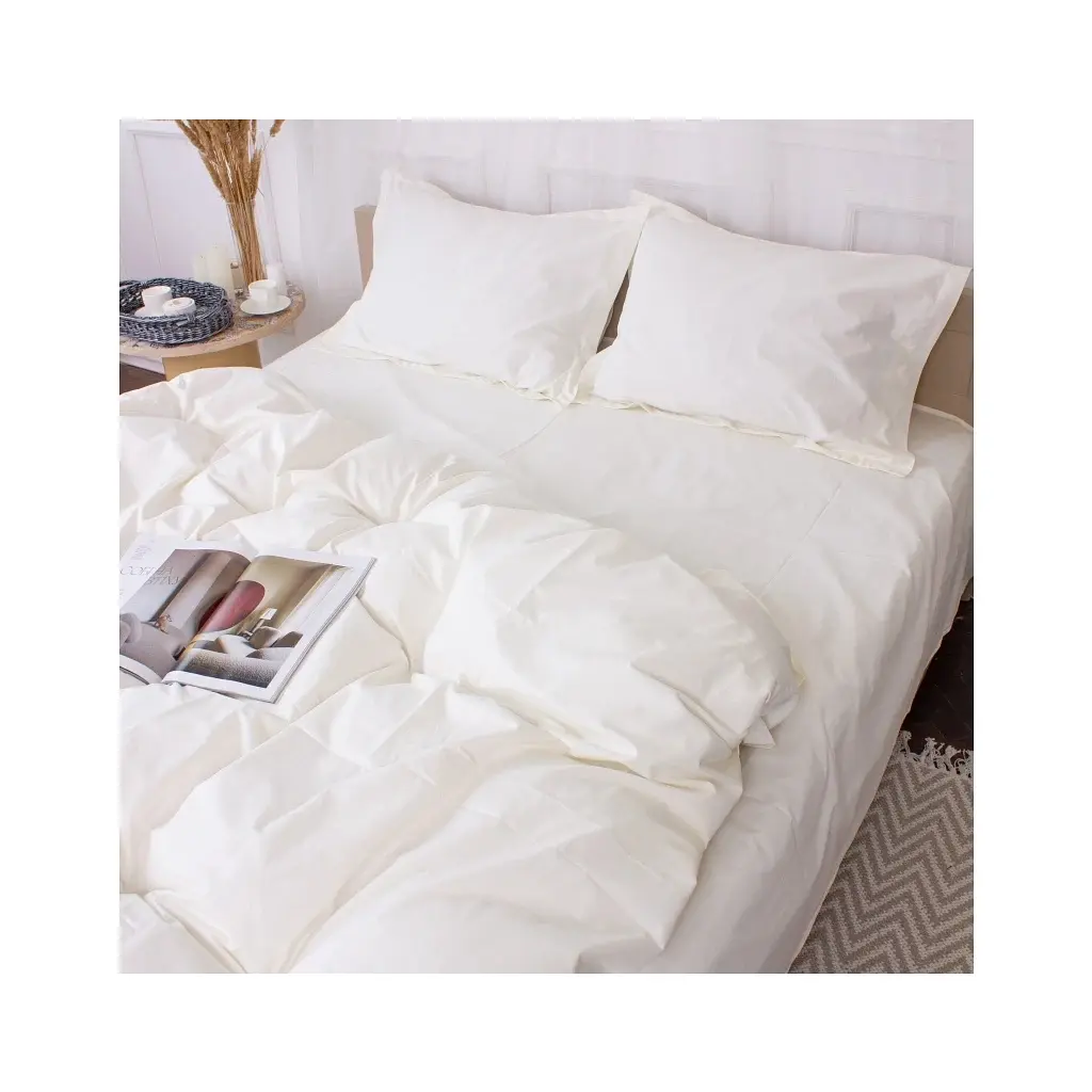 Постільна білизна MirSon Poplin Line 002 Milky White 200 x 220 (2200006277804) - фото 2