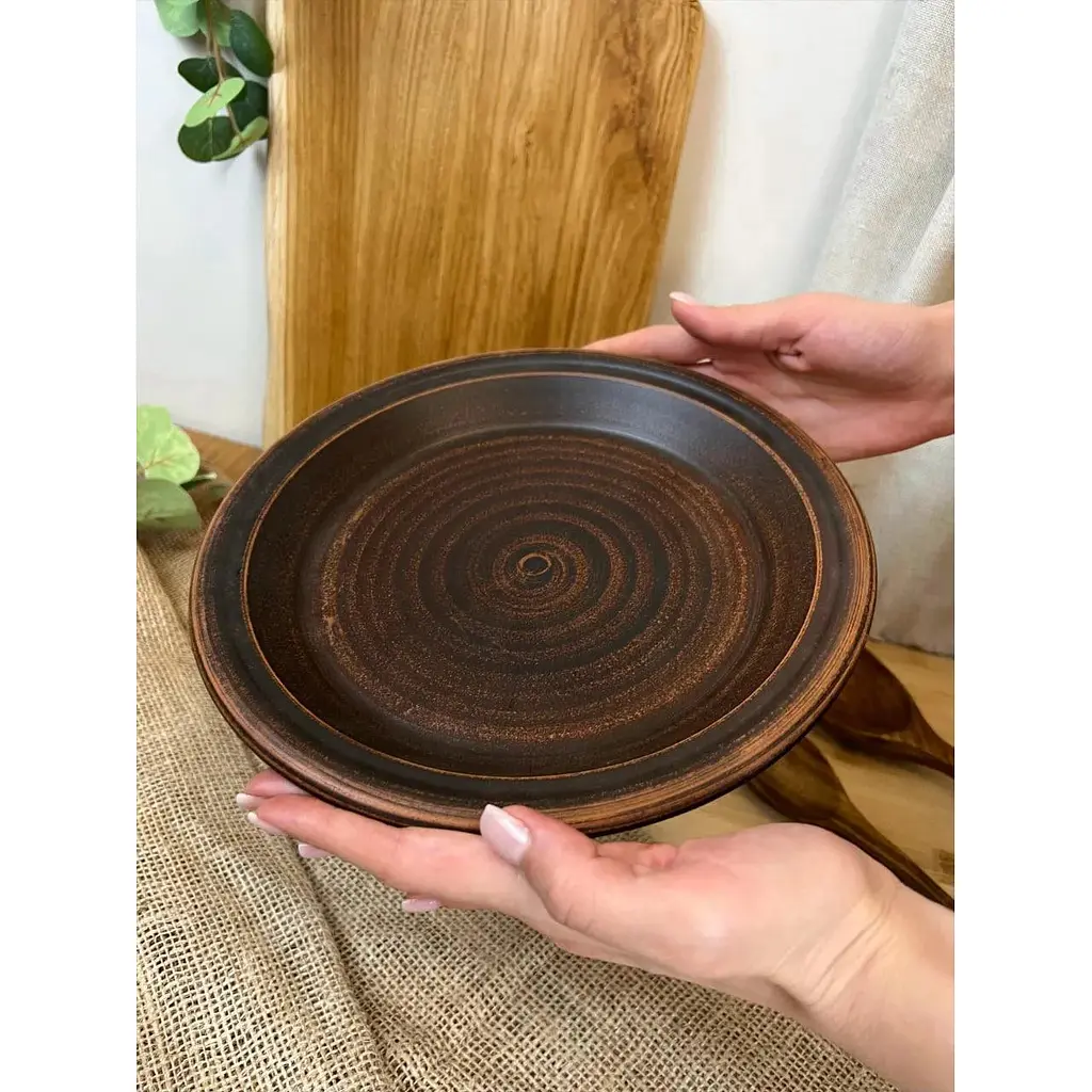 Тарілка 24 см керамічна (глиняна) Гладка - фото 2