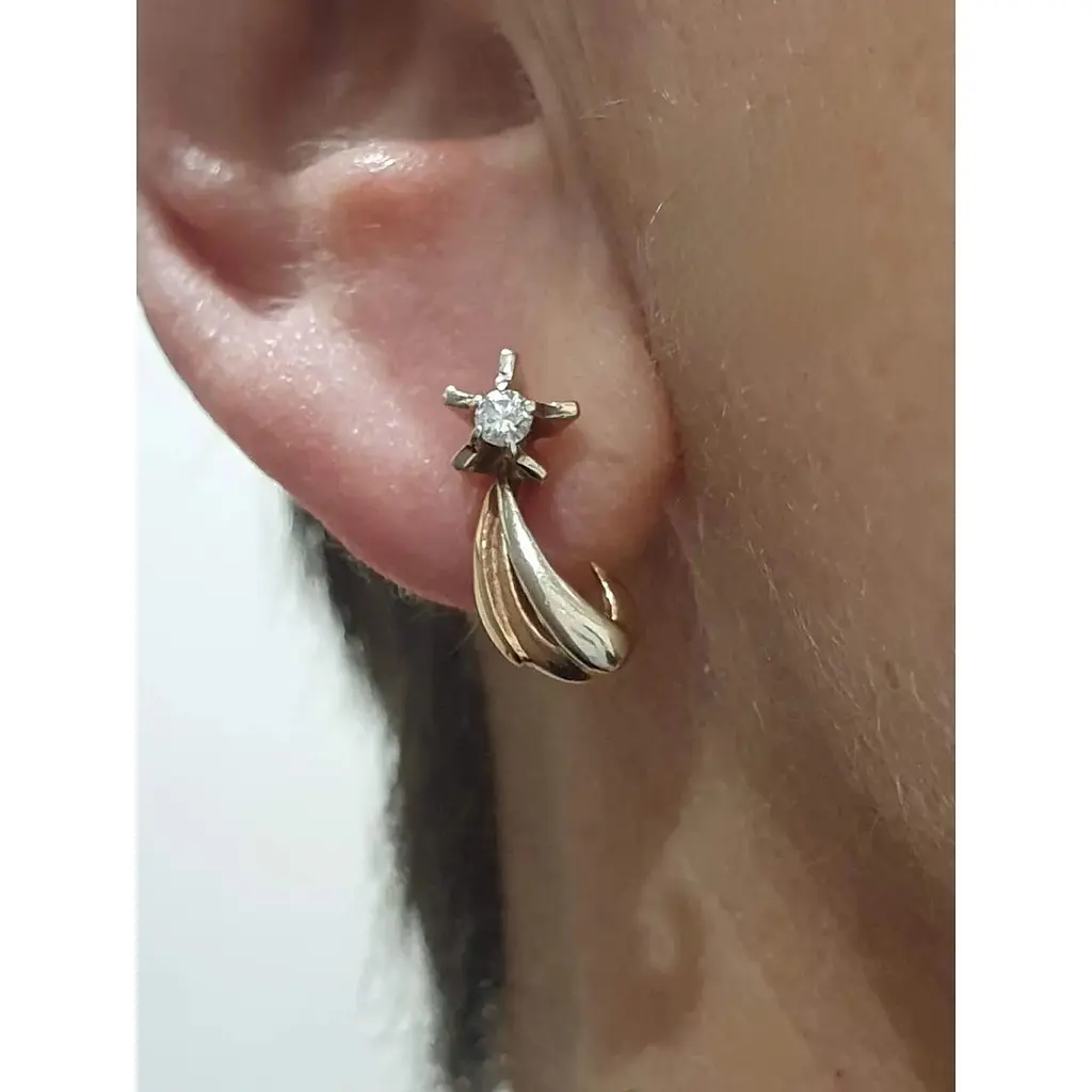 Золоті сережки ЮЗ "Багет" з діамантами. 0В410250736/21 - фото 2