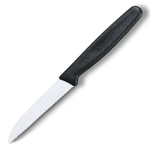 Кухонний ніж Victorinox Paring лезо 8см прям. хвил. з чорн. ручкою - фото 2