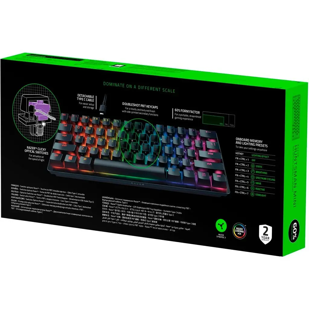 Клавіатура Razer Huntsman Mini Purple Switch ENG Black (RZ03-03390100-R3M1/RZ03-03390500-R3M1) [94413] - фото 6