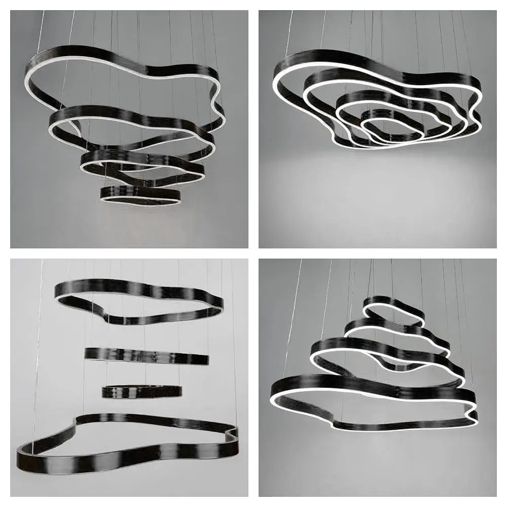 Впечатляющая черная люстра на 4 яруса 100+83+63+43 см | Ст. PCL003-100*80*60*40 BK Line F - фото 4