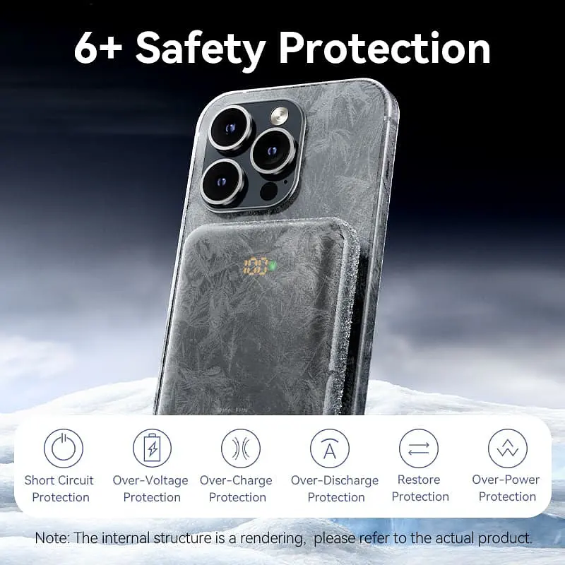 Універсальна мобільна батарея Vention Magnetic Wireless 10000mAh 20W PD USB-C In/Out, QI-15W Чорний - фото 9