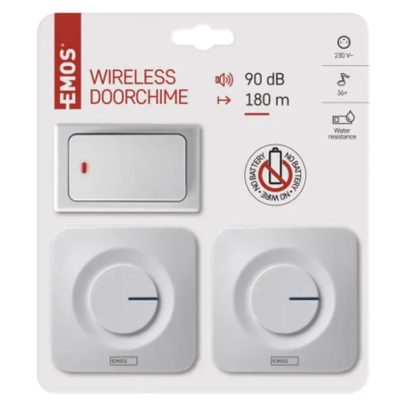 Дверний дзвінок EMOS бездротовий P5731 220В 2 приймачі (180м) (P5731) - фото 4
