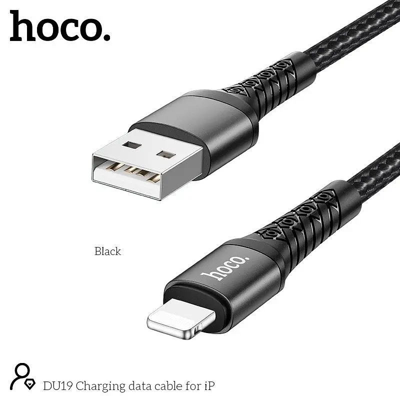 Кабель HOCO Lightning Charging data cable DU19 1m, 3A - фото 2