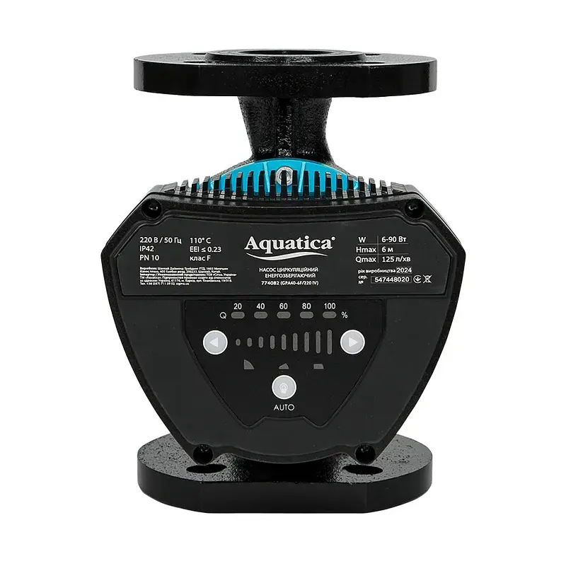 Насос циркуляційний енергозберігаючий фланц 6-90Вт Hmax 6м Qmax 125л/хв DN40 220мм + відповідний фланець AQUATICA GPA40-6F/220 IV (774082) - фото 5