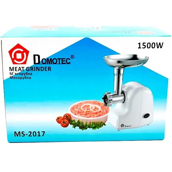 М'ясорубка електрична Domotec MS-2017 1500W з насадками для кебе і ковбасок біла (MS 2017_1336) - фото 6