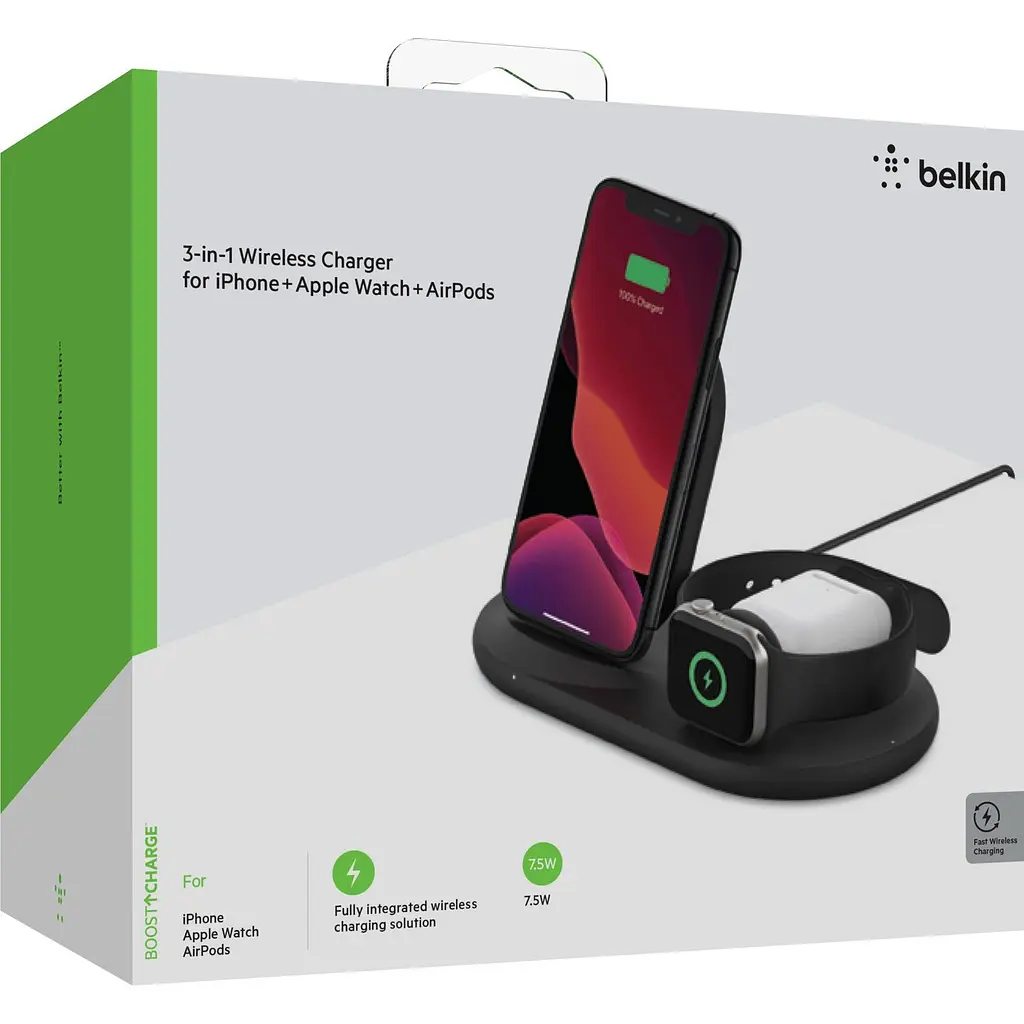 Бездротовий зарядний пристрій 3 в 1 Belkin WIZ-001VF Wireless iPhone/Watch/AirPods Black - фото 5