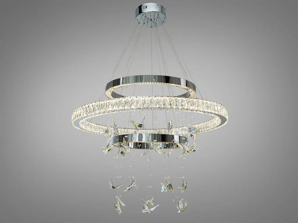 LED-люстра Diasha 598/800+500+400HR хром з метеликами 176 Вт пульт - фото 6