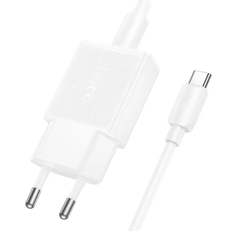 СЗУ Hoco N72 Speed ​​ultra-thin PD20W (1USB-C) + кабель Type-C to Type-C White - фото 4