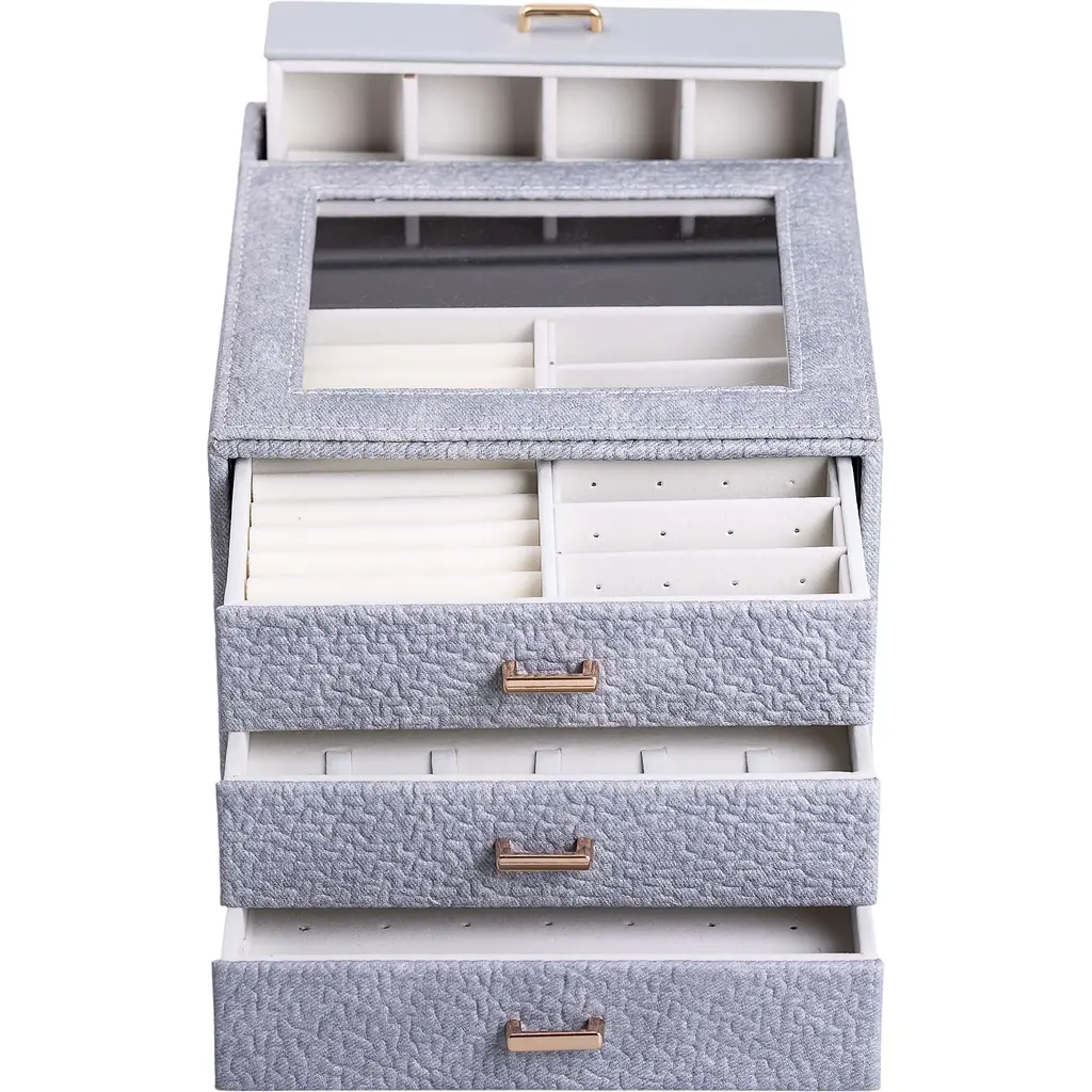 Шкатулка-комод Yiwu для украшений 23x20x15 см серая HP-5-16G - фото 6