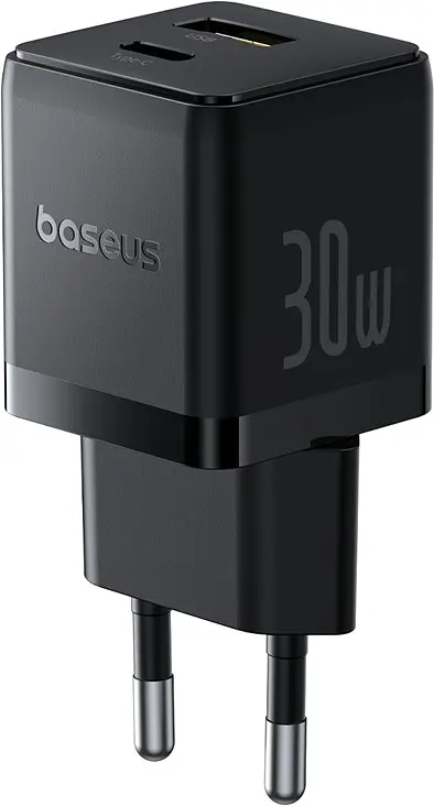 Мережевий зарядний пристрій Baseus Palm C+U 30W EU USB-C to USB-C cable black (P1011160A113-01) - фото 2