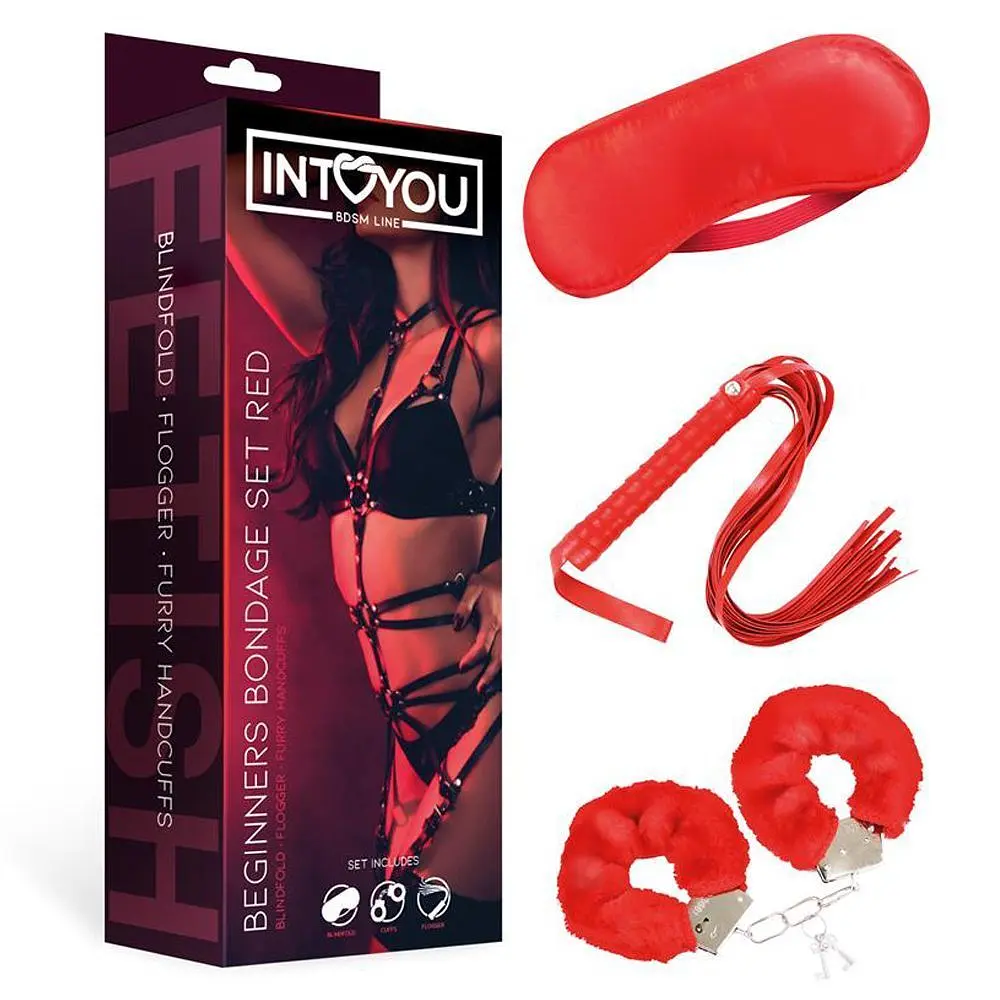 BDSM набір Intoyou Beginners Bondage Set, 3 предмети (червоний) - фото 5