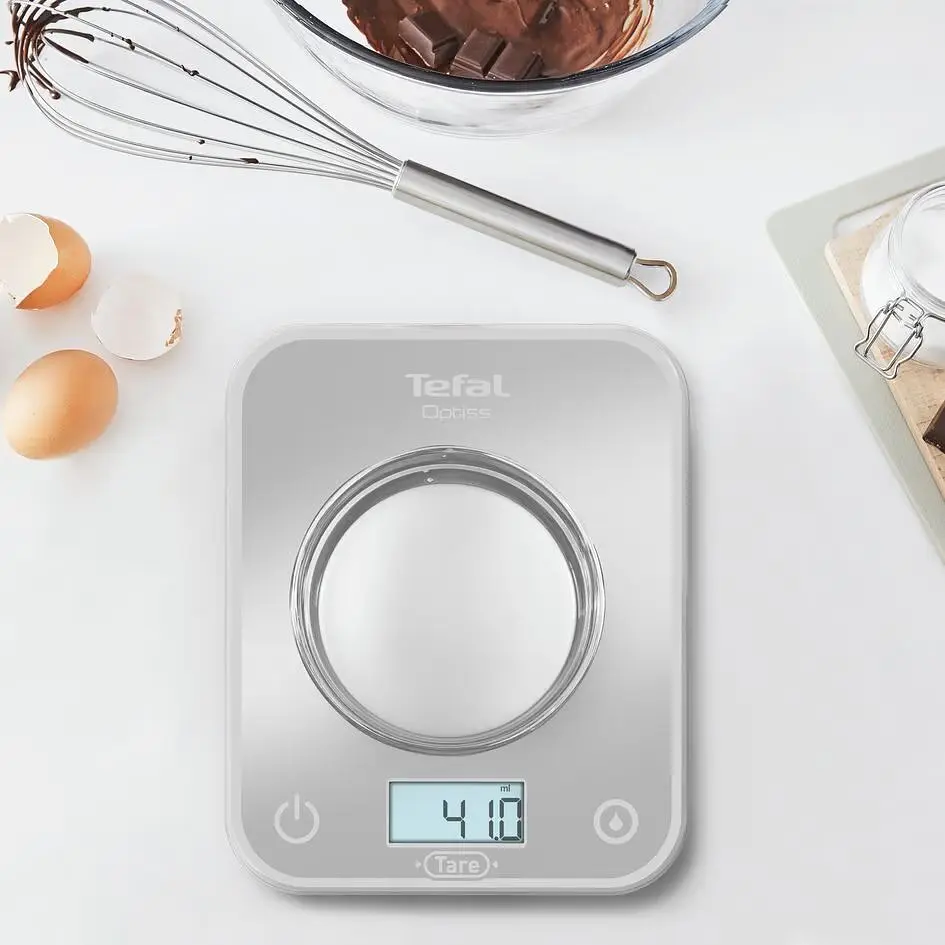 Ваги кухонні Tefal Optiss 5 кг скло AAAx2 в комплекті сріблясті (BC50U4V0) - фото 5