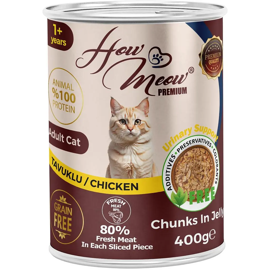 Вологий корм для котів How Meow Adult Cat шматочки з куркою в соусі 400 г