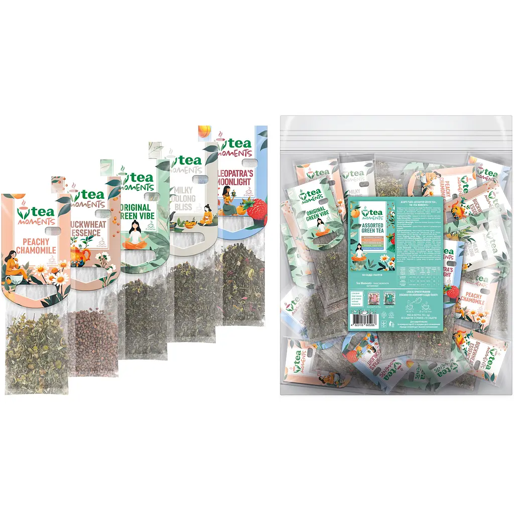 Чай Tea Moments Assorted Green Tea 5 смаків по 10 кадді-пакетів 114 г