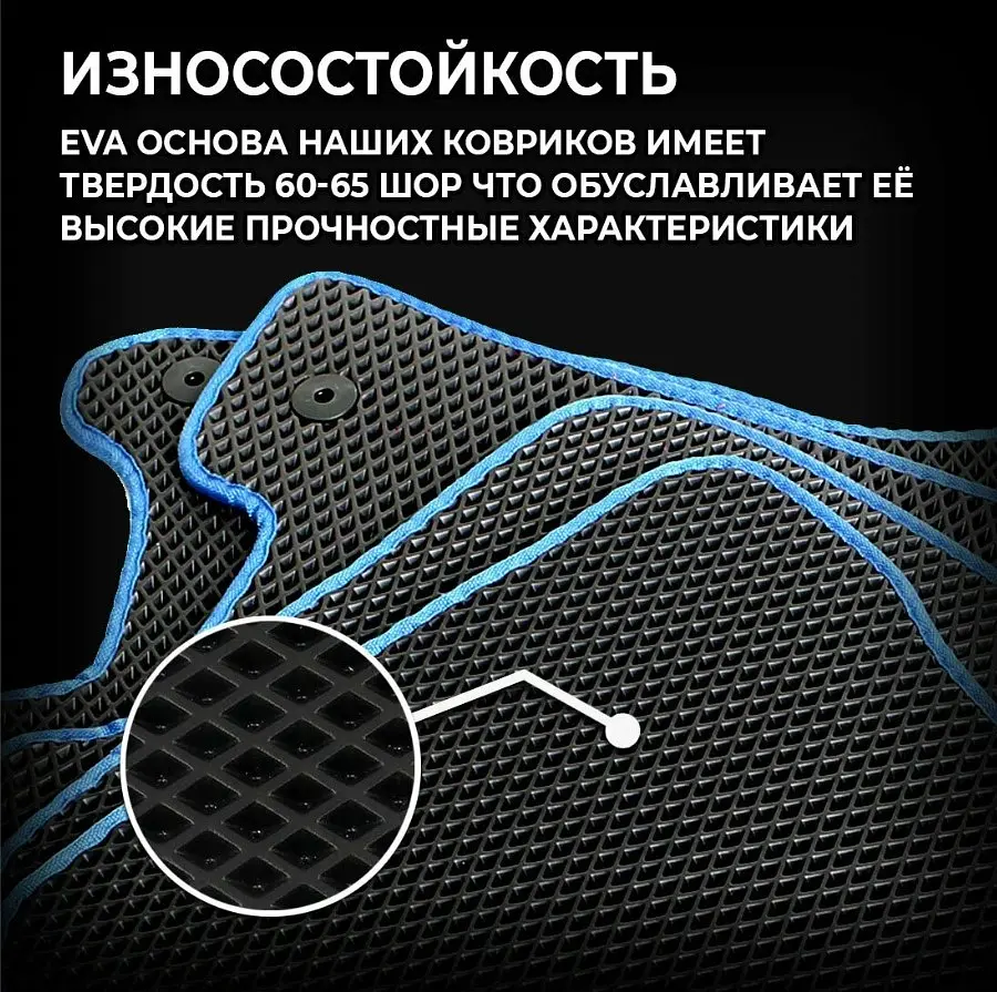 Килимки у салон EVA для Hyundai Elantra 7 2020- з підп'ятником Чорно-чорний кант 5 шт - фото 3
