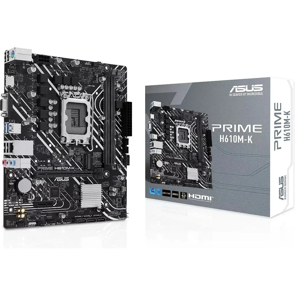 Материнська плата Asus Prime LGA1700, H610M-K, H610, 2xDDR5, Int.Video(CPU), 4xSATA3, 1xM.2, 1xPCI-E 4.0 x16, 1xPCI-E 3.0 x1, ALC997, GLan. VGA/HDMI, MicroATX - фото 2