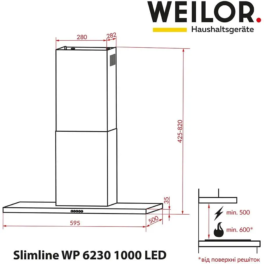 Витяжка Weilor Slimline WP 6230 WH 1000 LED - фото 10