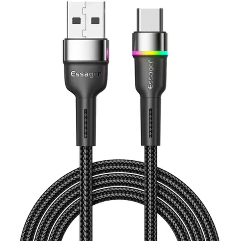 Дата кабель USB 2.0 AM to USB-C 2.0m 3A LED black Essager (EXCT-XCDA01)