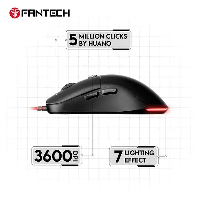 Ігрова комп'ютерна миша Fantech VX9 Kanata USB RGB 400-3600 DPI 30IPS Black - фото 5