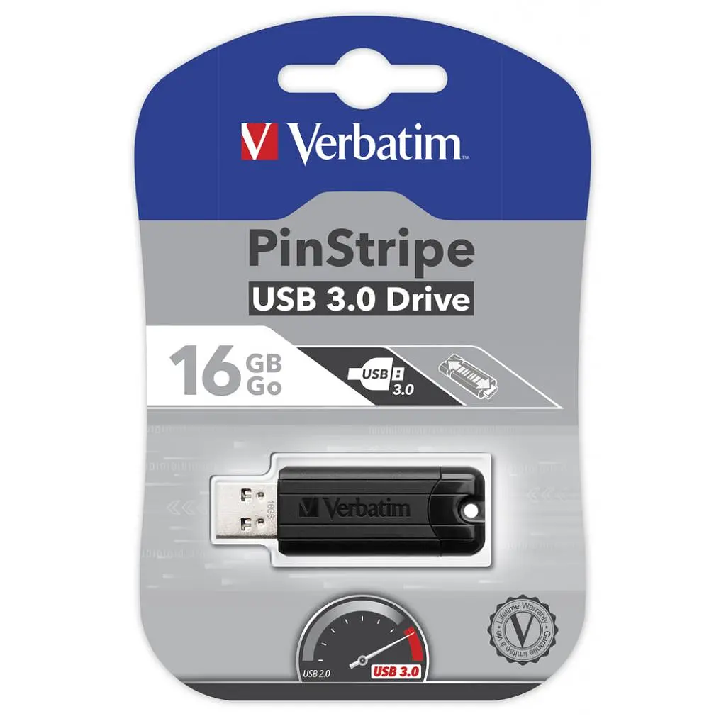 Флеш-накопичувач Verbatim USB флеш накопичувач 16GB PinStripe Black USB 3.0 (49316) - фото 5