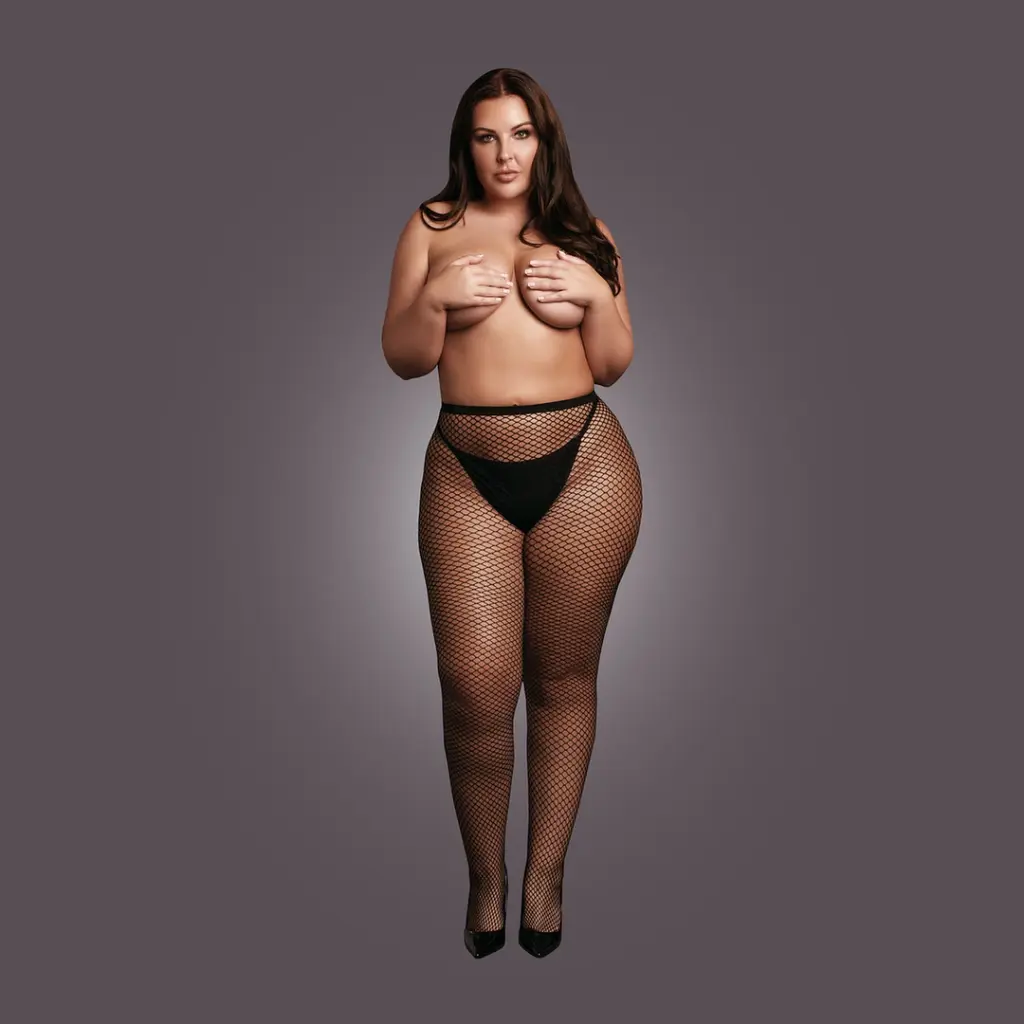 Колготки Le Désir with small fishnet structure, XL-4XL (чорний) - фото 10