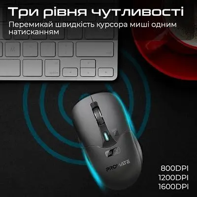 Комп'ютерна мишка Promate Samo Wireless/Bluetooth Black (samo.black) - фото 4