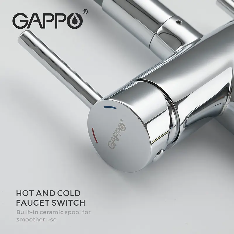 Смеситель для кухни на две воды Gappo G4398-30 с гибким изливом, серый/хром, Серый - фото 6