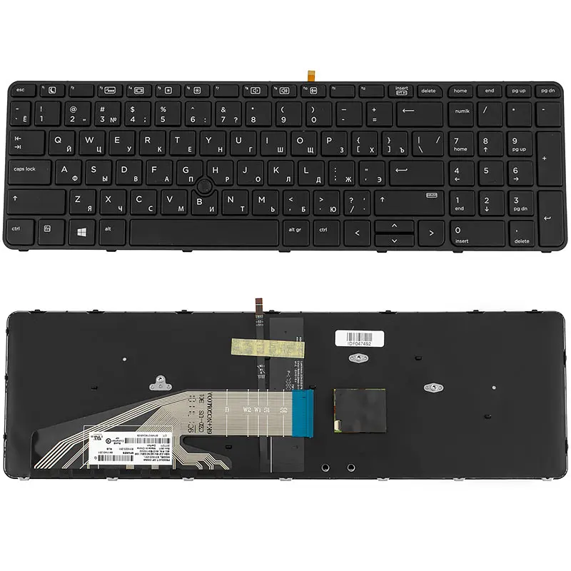 Клавіатура для ноутбука HP (ProBook: 450 G3, 455 G3, 470 G3) rus, black, підсвічування клавіш, з джойстиком (оригінал) - фото 2
