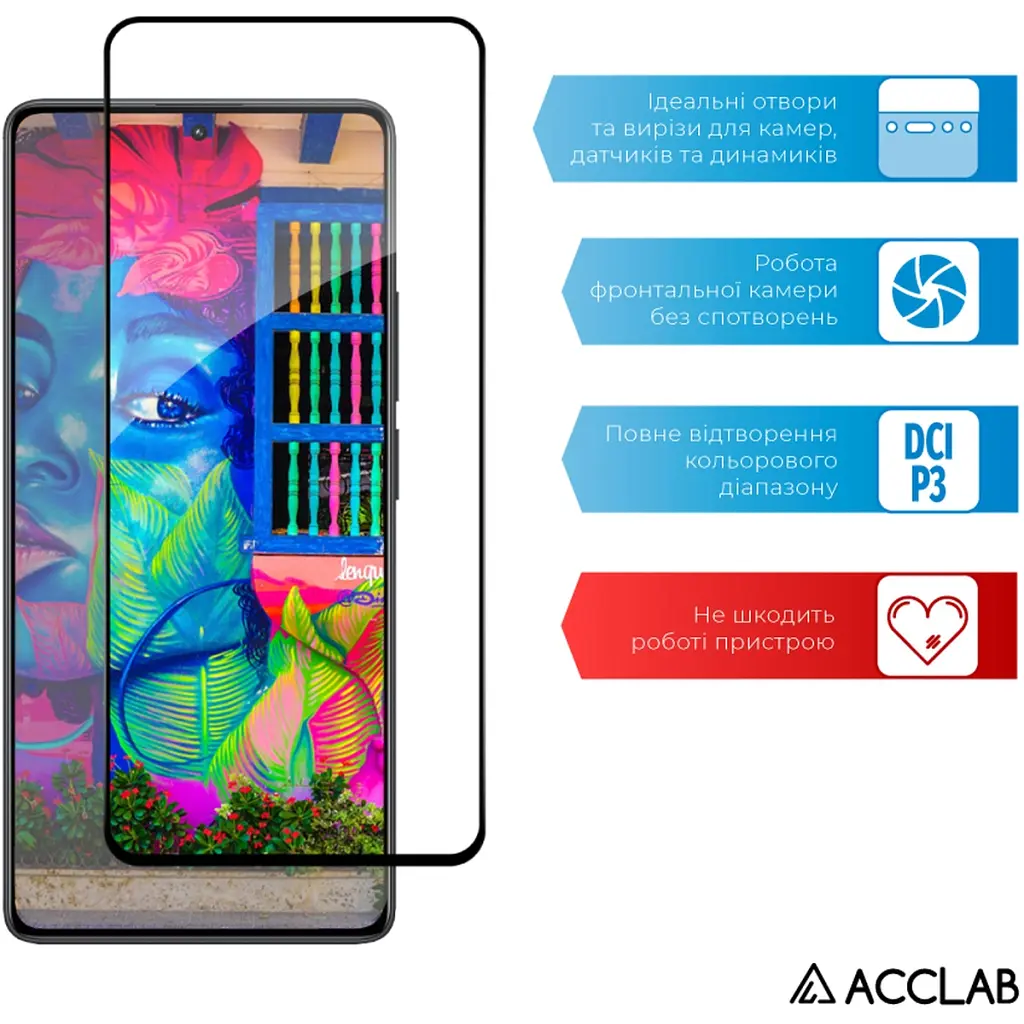 Стекло защитное ACCLAB Full Glue Xiaomi Redmi Note 13 Pro 4G Black (1283126583780) - фото 5