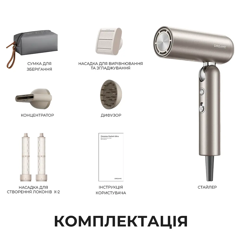 Фен-стайлер Dreame Pocket Pro 5in1 Titanium (AHD51PRO_T5) - фото 11