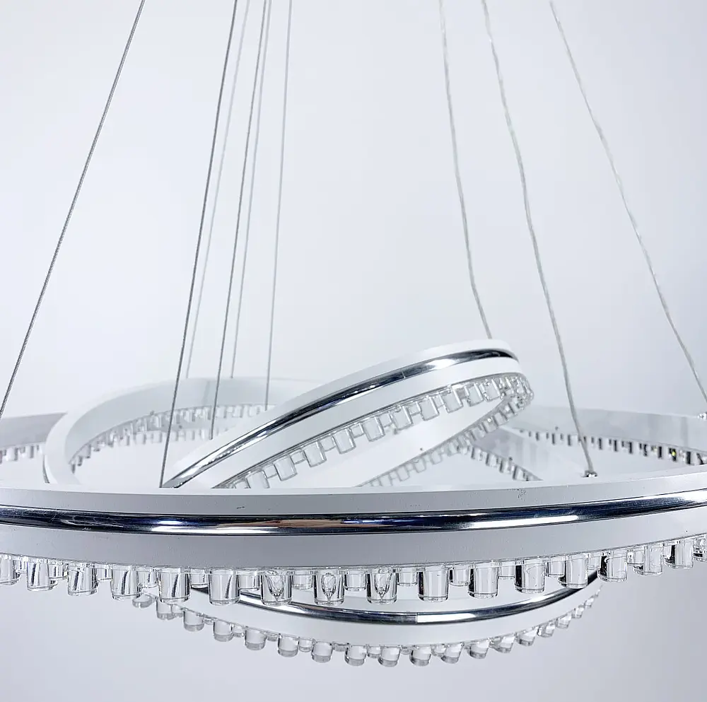 Белая LED люстра на 3 кольца с хромированной полоской Line.F A 55060/3P WH+CR - фото 2