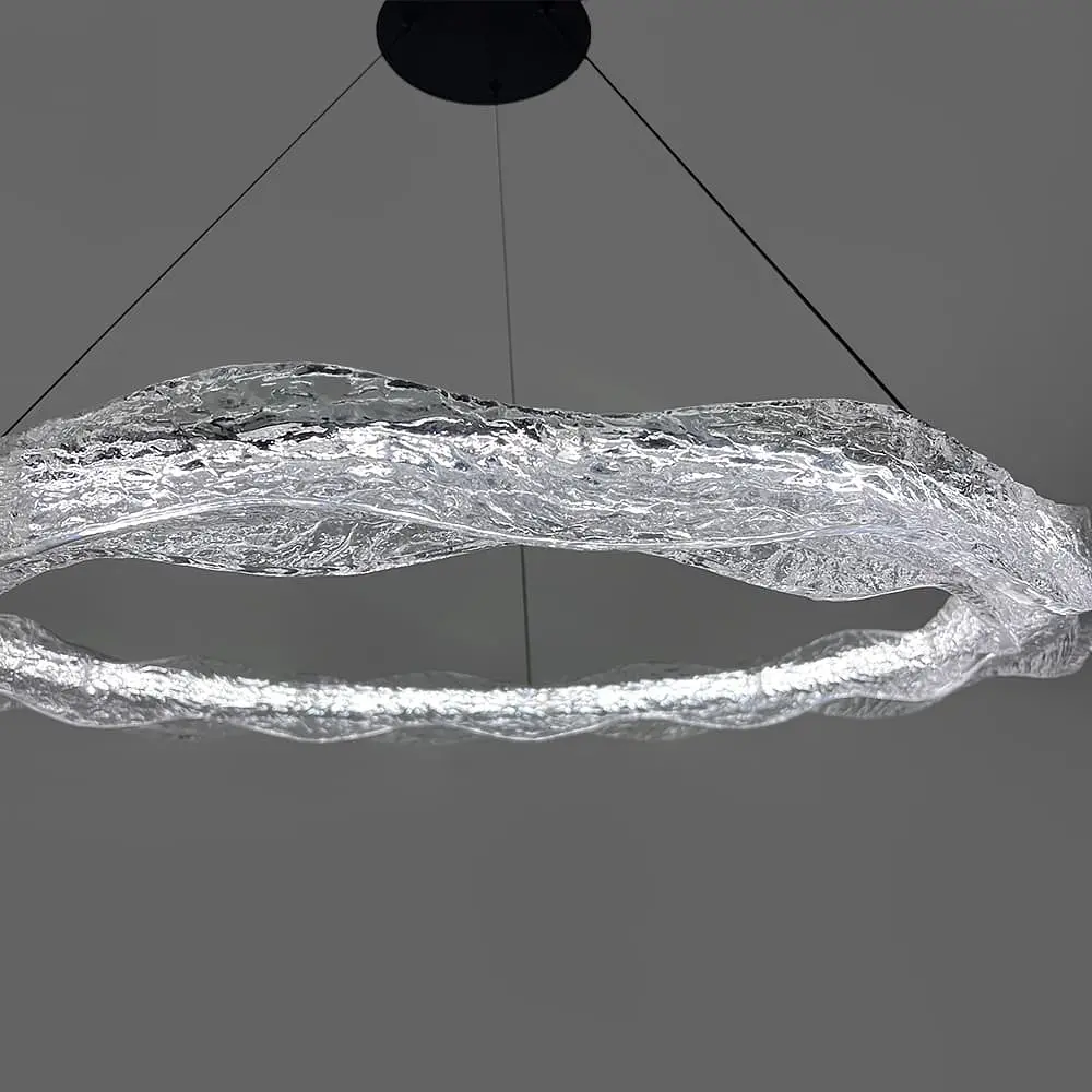 Люстра с подвесным корпусом из волнистого рельефного акрила Ø 80 см Line F | Ст. MJ373-800 BK - фото 4