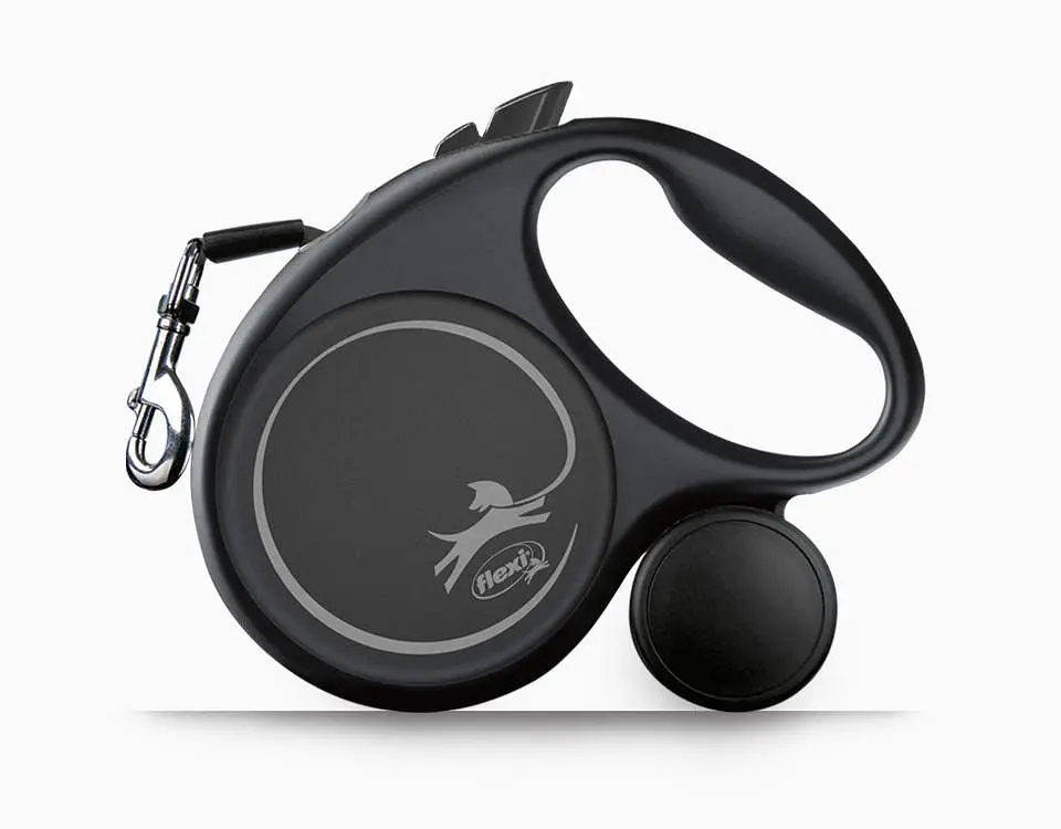 Повідець-рулетка Flexi Black Design M для собак середніх порід трос 5 м до 20 кг срібний - фото 2