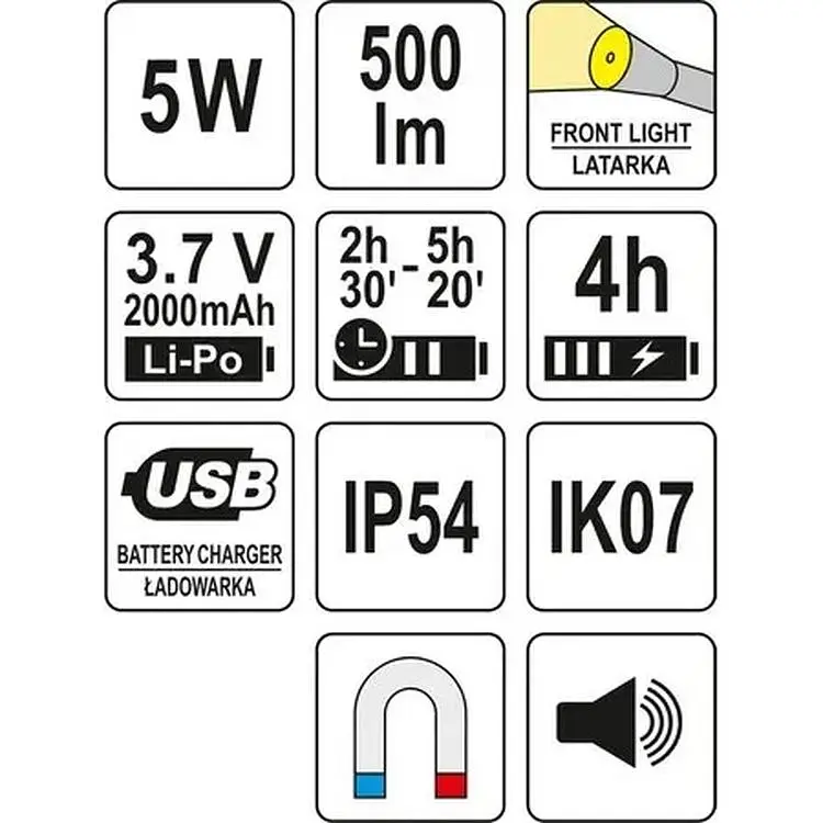 Фонарь Yato светодиодный аккумуляторный с динамиком и Bluetooth (YT-08557) - фото 6
