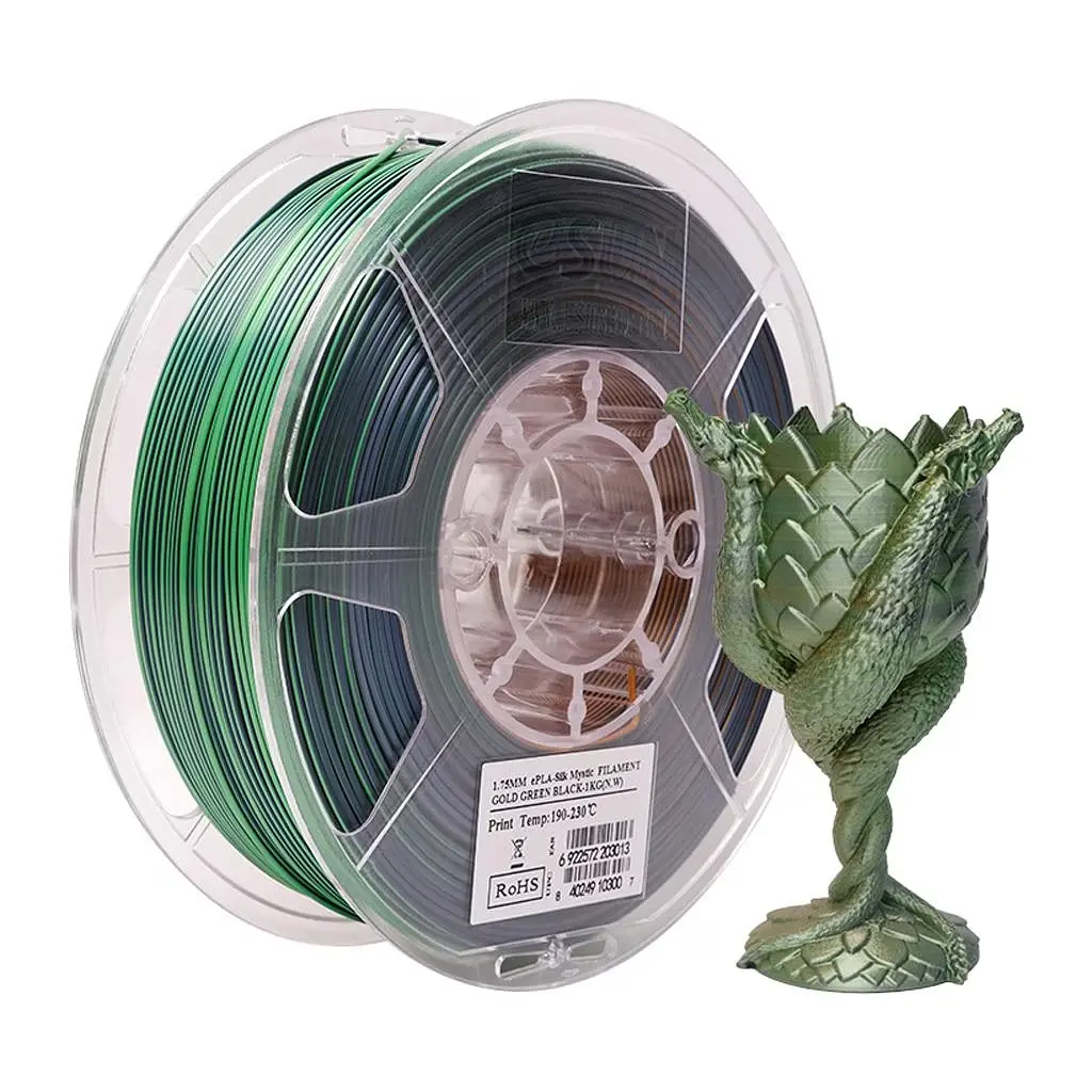 Пластик для 3D-принтера eSUN ePLA-Silk Mystic 1.75мм 1kg GoldGreenBlack (EPLA-SILKMYSTIC-P175JGB1) - фото 2