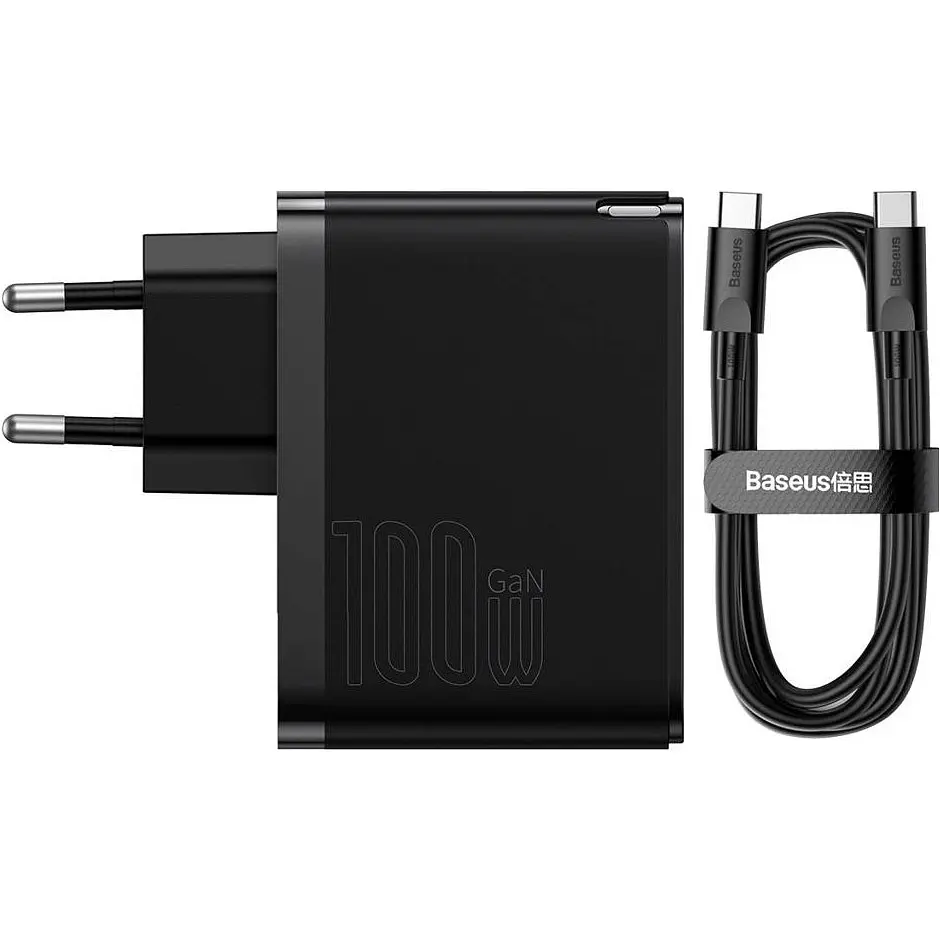 Мережевий зарядний пристрій Baseus GaN5 Pro Fast Charger C+U 100W + Cable USB-C Black [CCGP090201] [96285] - фото 2