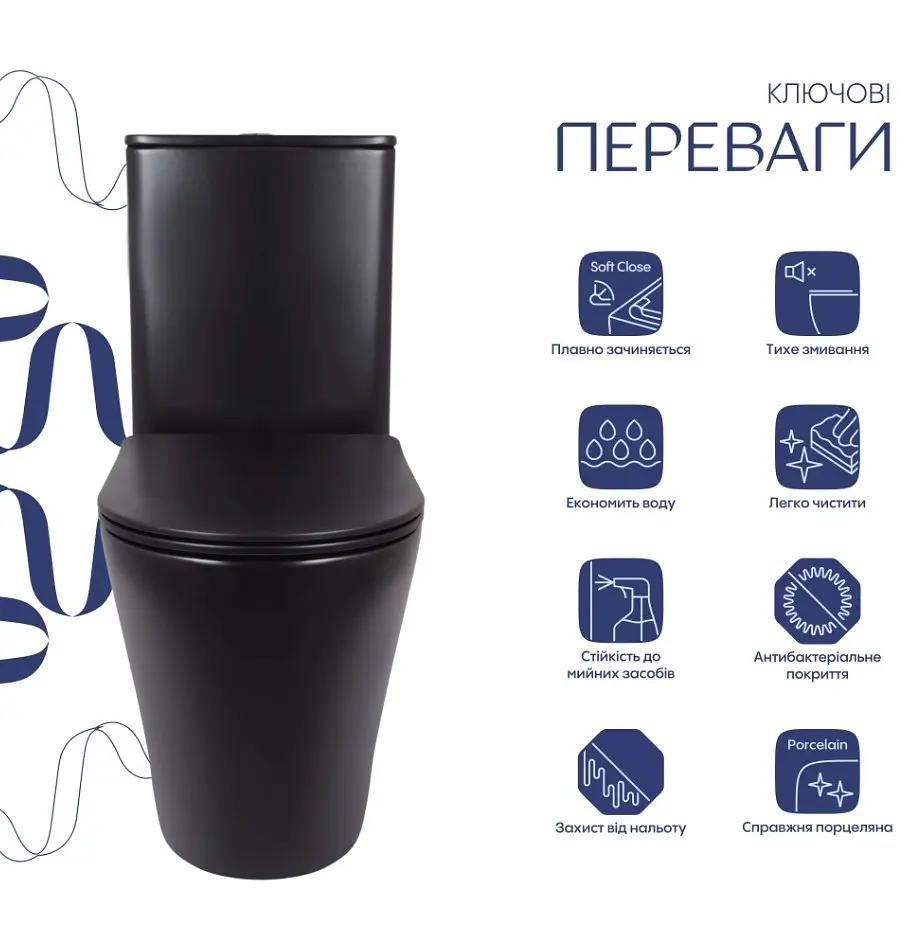 Унітаз підлоговий Qtap Scorpio Ultra Quiet з сидінням Slim Duroplast/ Soft-close/ Quick Release QT14226088AMB - фото 2