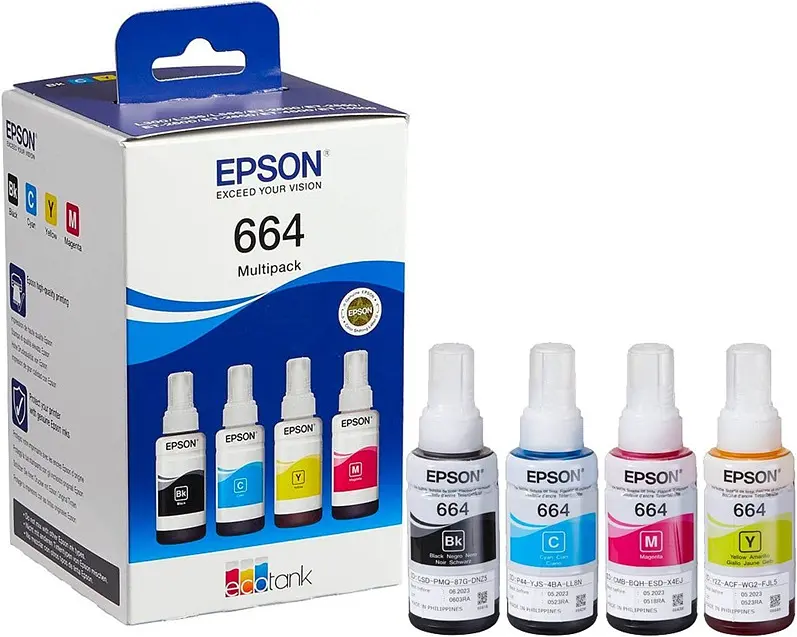 Чорнило комплект EPSON 664 B/C/M/Y 4x70ml MultiPack (C13T66464A) - фото 2
