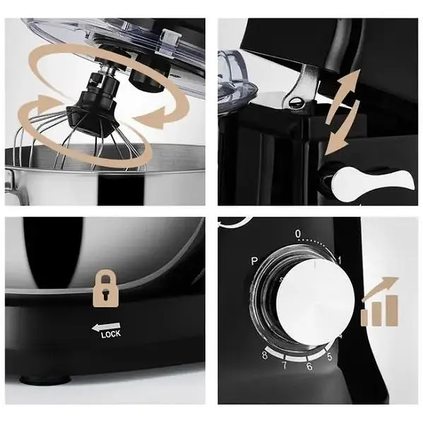 Тістоміс планетарний міксер Mozano AGD/ROB/03#CZARNY 4.5 л чаша з нержавіючої сталі імпульс режим - фото 8