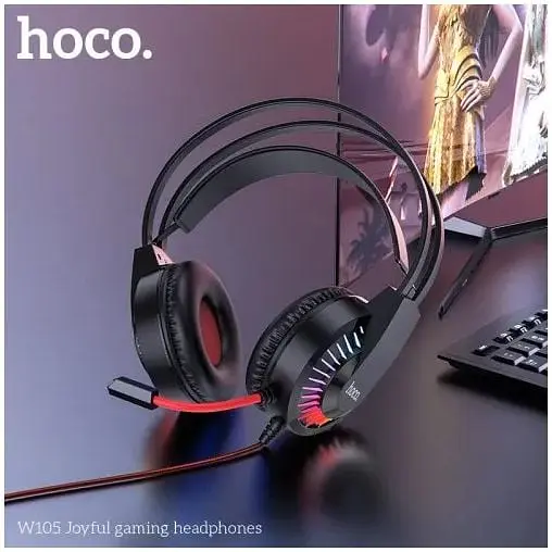 Навушники Hoco LED Joyful Gaming Headphones W105 чорно-сині 6931474754172 - фото 5
