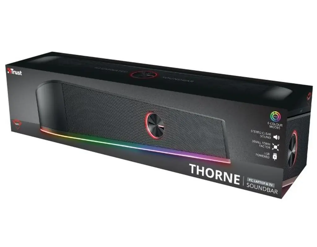 Компьютерная колонка Trust GXT 619 Thorne RGB Illuminated, саундбар для ПК и ноутбука - фото 4