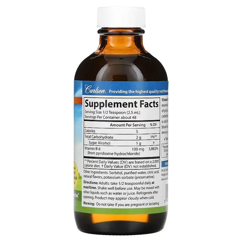 Вітаміни та мінерали Carlson Labs Vitamin B6 Liquid, 120 мл - Ягідний лимонад - фото 2