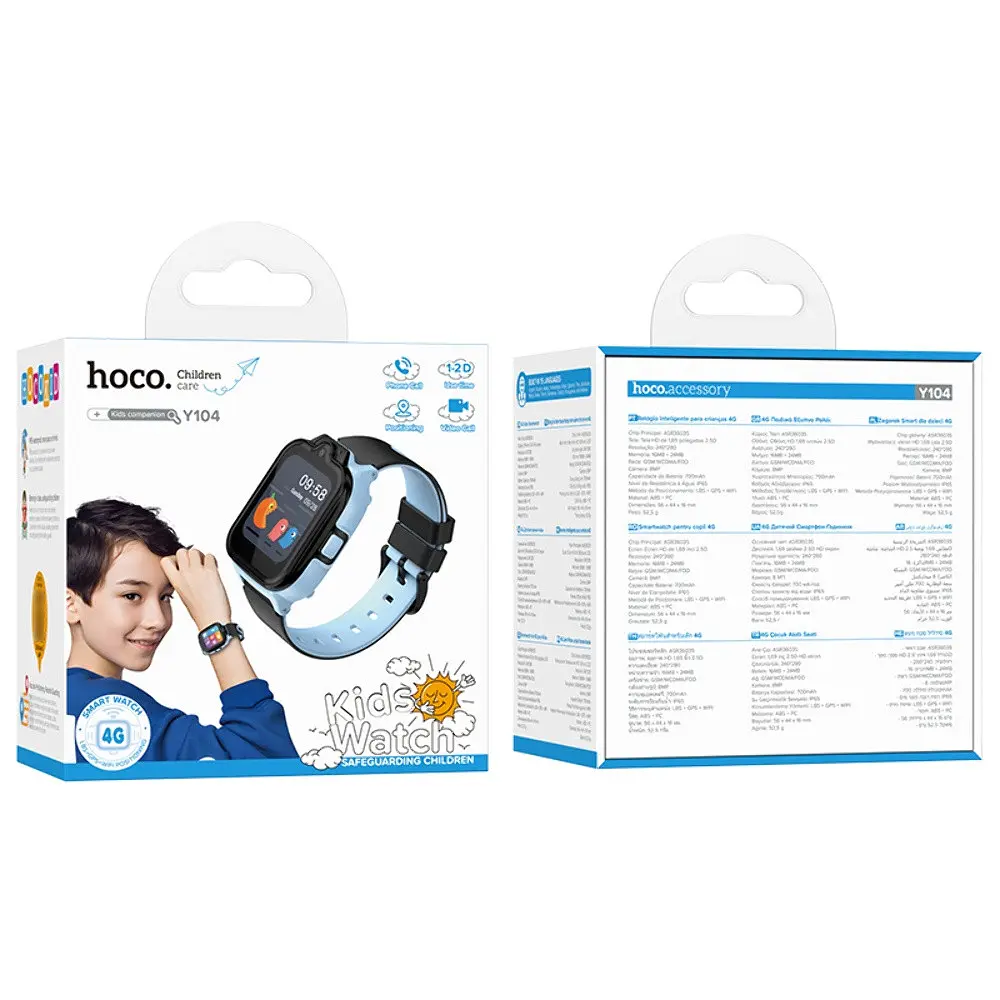 Дитячий смарт годинник Hoco Y104 (4G) з функцією дзвінка синій 6942007646369 - фото 4