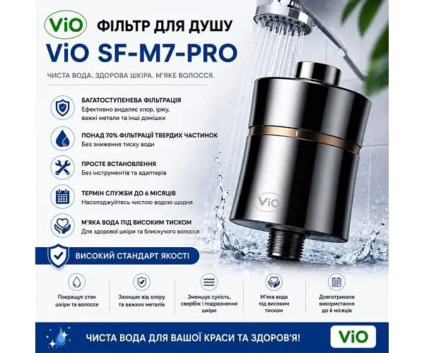 ViO SF-M7-PRO, Фільтр для душу універсальний, сріблястий, металевий - фото 2
